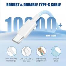 1 buah Kabel Pengisian Cepat USB-C ke USB-C 60W Jalinan Warna-warni 3,3 kaki, Kompatibel dengan iPhone Seri 17/16/15, Pro/Air/Mini, - MultiWarna - View 7