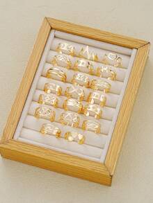 20pcs Fashion Minimalist Star Heart Geometric Women's Toe Rings Gold Color Beach Party Date Birthday Gift (No Box) - Golden - View 5
