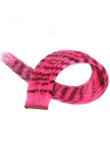 1pc/12pcs Leopard Print Clip-In Hair Extensions 18 Inch Synthetic Fiber Long Straight Hair Colorful Striped Hair Pieces Halloween Party Cosplay Y2K Style For Women - Multicolor - View 10