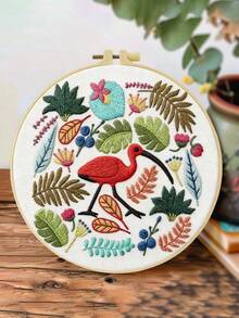 1PC 20*20cm/7.9*7.9in,Love/Rainforest/Flowers Embroidery Kit, DIY Handmade Embroidery Set For Adult Beginners, Home Gift, Women's Sewing Gift, Including User Manual, Printed Pattern Fabric, Embroidery Frame, Needle And Thread. - A - View 7