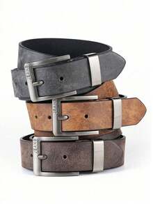 Minimalist Casual Business Vintage Buckle Black/Coffee/Brown PU Leather Belt, Unisex Suitable For Daily Commute, Gift, Family Gift - Multicolor - View 8