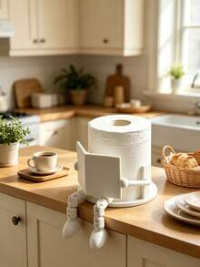 1pc 3D‑Printed Reading‑Shaped Tissue Storage, Multifunctional Toilet Paper & Napkin Holder Ornament, Soft Resin Craft Decoration, All‑Season Desktop & Bathroom Decor For Adults, Home Restroom Daily Scene Display - Multicolor - View 4