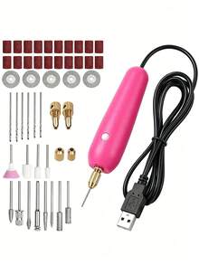 Bộ khoan điện mini USB kèm đèn LED, bộ dụng cụ khoan nhựa cầm tay, phù hợp cho đúc nhựa DIY, làm móc khóa thủ công và chế tác trang sức - Máy khoan mini USB - Xem 13