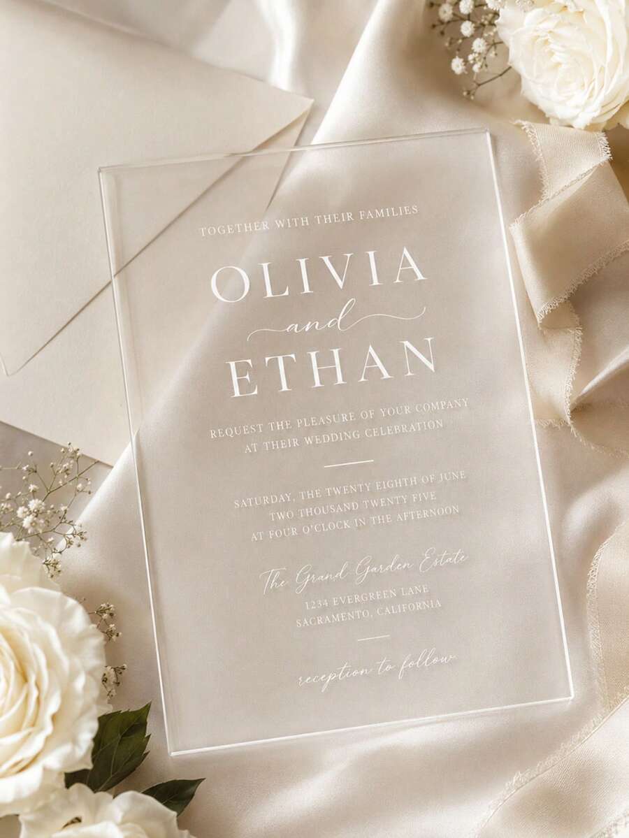 Custom Acrylic Wedding Invitations, Personalized Wedding Invitations. Custom Wedding Invitations, Wedding Invitations, Acrylic Gift Invitations, Acrylic Wedding Signage, And Wedding Invitations With Name, Date And Location. - Multicolor - View 1