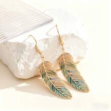 1 Pair/4 Pairs/Set Women's Iron Feather Drip Oil Fashion Dangle Earrings - Feather - View 6