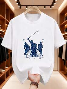 Christmas Polo Players Pattern 100% Pure High-Quality Men's Shirt Casual Modest Style Suitable For Daily Use And Outdoor Hot Item - White - View 2