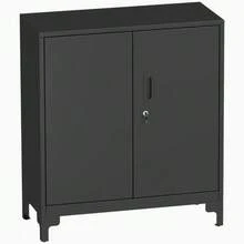 Metal Office Cabinet, Lockable Doors, Office Chest, 2-Tier Design, Black - 黑色 - 查看 1