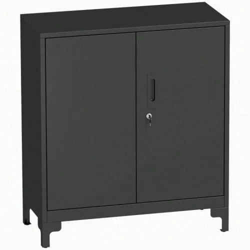 Metal Office Cabinet, Lockable Doors, Office Chest, 2-Tier Design, Black - 黑色 - 查看 1