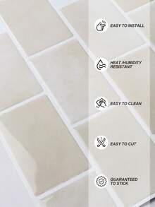 WalDecoo 1/5/10/20pcs DIY 3D Subway Tile Self-Adhesive Waterproof Easy-To-Clean Wall Stickers For Kitchen Bathroom RV, Cream Marble Pattern - Light Apricot Marble Train - View 7
