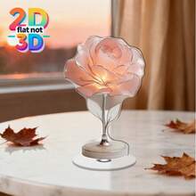 2D Soft Pink Rose Acrylic Stand With Base, Desktop Atmosphere Decor Gift, Rotating Rose Display, Romantic Floral Desktop Decoration, Acrylic Stand, Valentine's Day Gift, Atmosphere Desktop Ornament, 360° Rotating Decor, Bedroom Soft Furnishing, Anniversary Gift, Artificial Rose Ornament, Home Desktop Craft - A - View 2