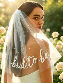 1/2pcs Bridal Veil, Bachelorette Party Accessory, Party Veil, Bridal Decoration, Bridal Shower Engagement Gift - Multicolor - View 6