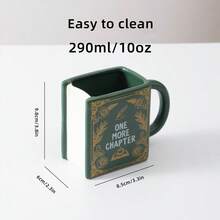 1pc 290ml/9.8oz Unique Book Shaped Ceramic Coffee Mug, "One More Chapter" Letter & Vintage Floral Print Novelty Coffee Tea Cup For Latte Milk Cocoa Tea, Perfect Gift For Book Lovers & Back To School - Multicolor - View 3
