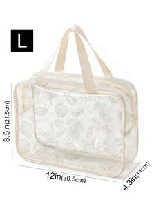 Multifunctional Toiletry Bag, Transparent PVC Makeup Bag, Portable Large Capacity Travel Transparent Makeup Bag, Zippered Makeup Box, Makeup Beauty Storage Bag, Handheld Toiletry Bag, Beach Bag, Makeup Brush Storage Bag, Towel Storage Bag, Beach Accessories, Home Decor Essential, Bohemian Style, Suitable For Holiday Beach Use, Bathroom Storage, Bedroom Storage - Ocean World - View 14
