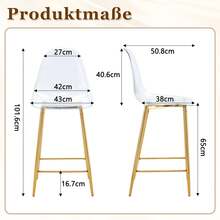 Dining Chair Gold Plastic - Gold - View 3