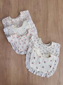 New Style Ruffle Edge Cotton Gauze Bibs For Baby, Infant Drool Bibs, Class A - Multicolor - View 6