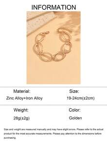 1pc Minimalist Ins Style Asymmetrical Hollow Oval Bracelet, Gold Fashionable Women's Hand Jewelry, Suitable For Daily Wear, Dates, Parties And Vacations - Gold - View 5