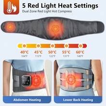 Hailicare Heated Massage Waist Belt, 5-Level Heat Therapy 9-Level Vibration Waist Back Support Belt, Red Light Heat Therapy 2500mAh Rechargeable, Universal For Shoulder Neck Leg - View 4