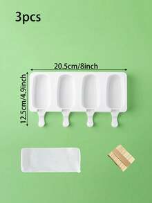 4pcs Silicone Dragon Popsicle Mold + 8pcs Small Pudding Ice Cream Mold DIY Popsicle, Ice Cream, Cake Baking Mold, Homemade - White - View 12