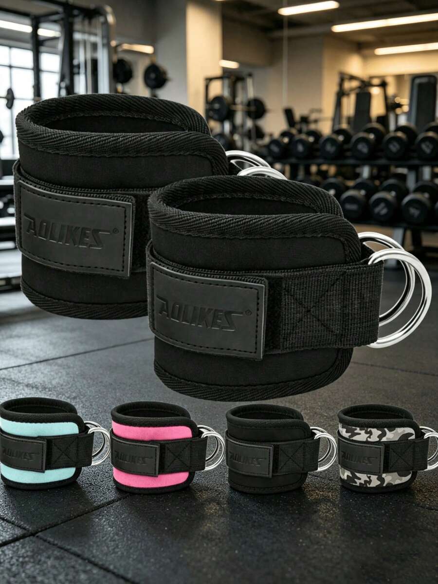 2pcs/Set Ankle Straps For Cable Machine Kickbacks - Adjustable Comfortable Ankle Strap Attachment, Suitable For Gym Cable Machine Hip Kickbacks - Leg Extensions, Curls And Ankle Straps - Multicolor - View 1