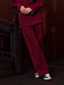 Adidas 女款 SUIT PANT 運動針織長褲 HY2116 - 紅色 - 查看 2