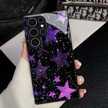 [24h Shipping From DE/FR/ES]Apple 11-17  21 -26 Ultra Mobile Phone Case: Purple Star Glitter Print, Feminine Design With Lens Protection, Compatible With Galaxy A04s/A05s/A06/A07/A10/A11/A12/A13/A14/A15/A16/A17/A20s/A21s/A22s/A23/A24/A25/A26/A30s/A31/A32/A33/A34/A35/A36/A42/A50s/A51/A52/A52s/A53/A54/A55, Tempered Glass Cover - 1 Piece Of Picture Color - View 2