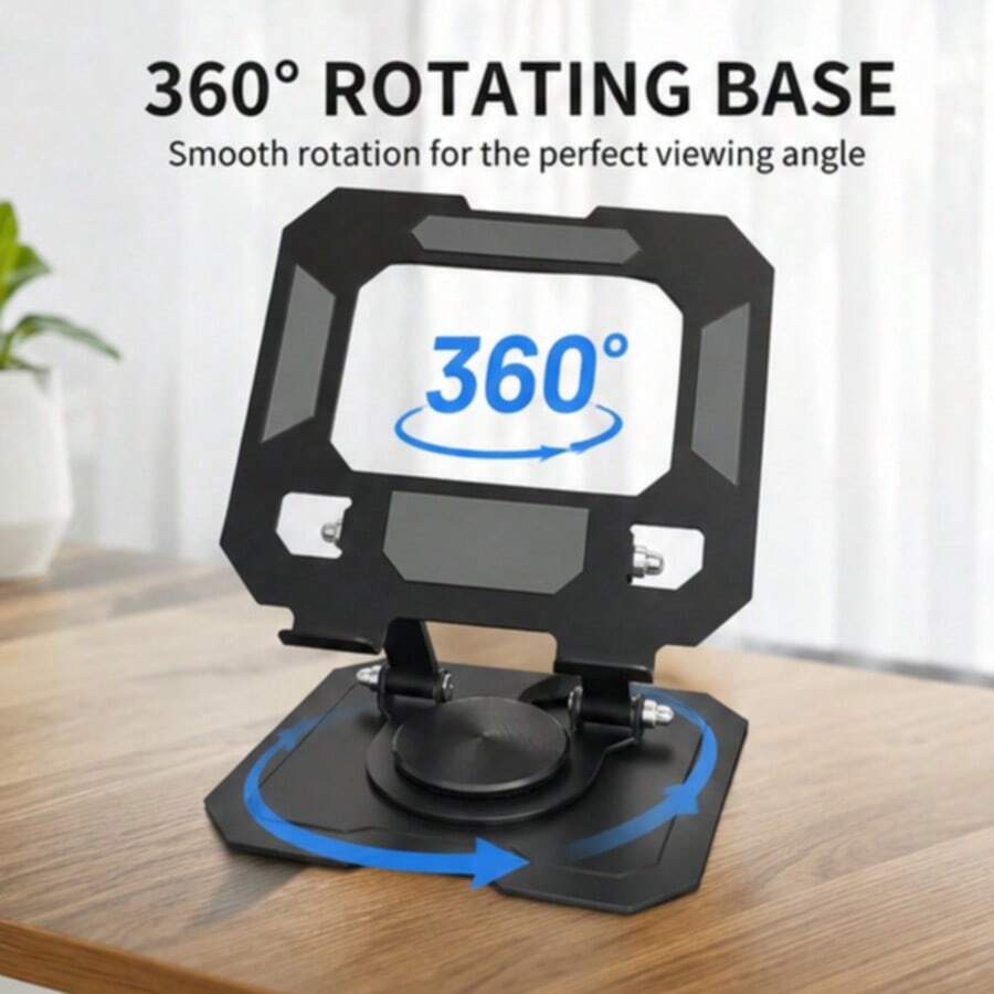 360° Rotating Practical Office Style Tablet Desktop Stand, Adjustable Height & Tilt, Anti-Scratch Silicone Pads, Stable Heavy Base Support, Suitable For Gaming, Video Conferencing, Online Classes - Black - View 1