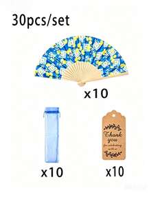 2pcs Summer Lemon Folding Hand Fans, Portable, Suitable For Outdoor Weddings, Parties, Birthdays, Music Festivals, Holiday Gifts - Multicolor - View 12