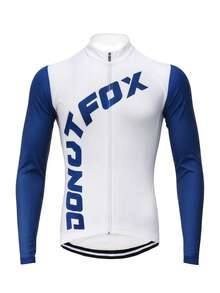 DONUTFOX Jersey Sepeda Lengan Panjang Unisex Baru dengan Warna Gradien, Cocok untuk Bersepeda Gunung dan Bersepeda Jalan Raya, Dilengkapi Tiga Saku Belakang dan Desain Leher dengan Resleting, Sempurna untuk Bersepeda dan Aktivitas Luar Ruangan, Cocok untuk Dipakai Sepanjang Tahun - Blue and White - View 3