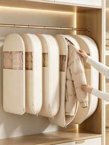 This Hanging Compression Storage Bag Features A Transparent Design And Zipper Closure, Making It Perfect For Storing Down Jackets, Coats, Suits And Other Items. Portable, Sealed And Dust-Proof, It Is An Ideal Choice For Organizing Your Wardrobe - Multicolor - View 3