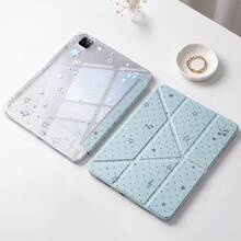 Y型折疊保護殼，相容 iPad (A16) 第11代 11吋、第10代 10.9吋、Air 8 (M4) 11吋 2026、第7代、第8代、第9代 10.2吋、Pro 11 2020-2022、Air 7/6 (M3/M2) 11吋，附筆槽，智能保護殼，軟 TPU 背殼，自動喚醒/睡眠 - 藍色樂符波點 - 查看 6