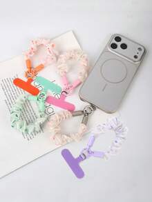1pc New Polka Dot Fabric Pleated Short Phone Lanyard With Metal Buckle Wrist Strap, Universal Camera Phone Key Chain Anti-Loss Anti-Drop Wrist Chain Phone Accessory - Multicolor - View 1