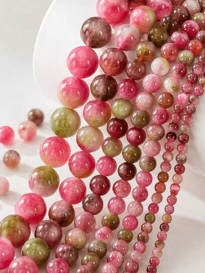 1 Strand Watermelon Crystal Multicolor Agates Natural Stones Loose Beads For Jewelry Making Bracelet Necklace Diy Sewing Clothing Decoration 6 8 10mm