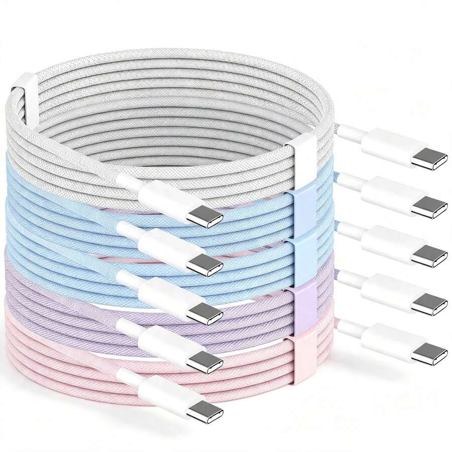 1 buah Kabel Pengisian Cepat USB-C ke USB-C 60W Jalinan Warna-warni 3,3 kaki, Kompatibel dengan iPhone Seri 17/16/15, Pro/Air/Mini, - MultiWarna - View 1