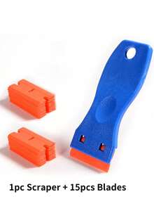 2pcs Plastic Scraper With 30pcs Double-Edge Plastic Blades, For Removing Labels, Stickers And Decals From Glass Windows - Multicolor - View 7