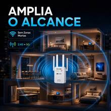 5G Repetidor Wifi 2800M 4 Antenas Amplificador Extensor De Sinal Bivolt Dual Band Sem Fio Mini Roteador Wps 1200 / 300mbps 2.4G Expansor Rede Alcance Wi-fi Externo Longa Distância Pix Link - Branco 2800M - Visão 9