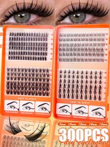 300pcs D Curl Single Lash Book, DIY False Eyelashes, Soft Natural Look Eyelash Extension Set, Fluffy Dense Segmented Lashes For DIY Home Use, Easy To Use, Large Capacity Long-Lasting False Eyelashes To Enlarge Eyes - Multicolor - View 13