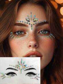 Colorful Face Gems Makeup, Waterproof Long-Lasting Faux Rhinestone Decals For Costume Parties, Holidays, Celebrations, Y2K - Multicolor - View 8
