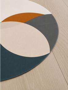 Alfombra de pasillo moderna abstracta con círculos superpuestos, alfombra de área antideslizante para entrada, pasillo, dormitorio - Multicolor - Ver 4