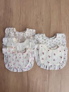 New Style Ruffle Edge Cotton Gauze Bibs For Baby, Infant Drool Bibs, Class A - Multicolor - View 9
