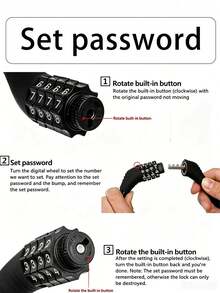 1 buah Kunci Kabel Kombinasi 4 Digit yang Dapat Diatur untuk Sepeda Gunung, Kunci Sepeda Anti-Pencurian Berwarna-warni - kunci kombinasi - View 3