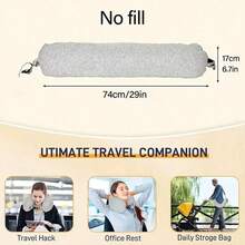 1PC Soft Fillable Hooded Travel Pillow With Storage Bag Neck Pad For Airplane Car Travel Clothing Styling Accessories, Travel Essentials - 1 - View 4
