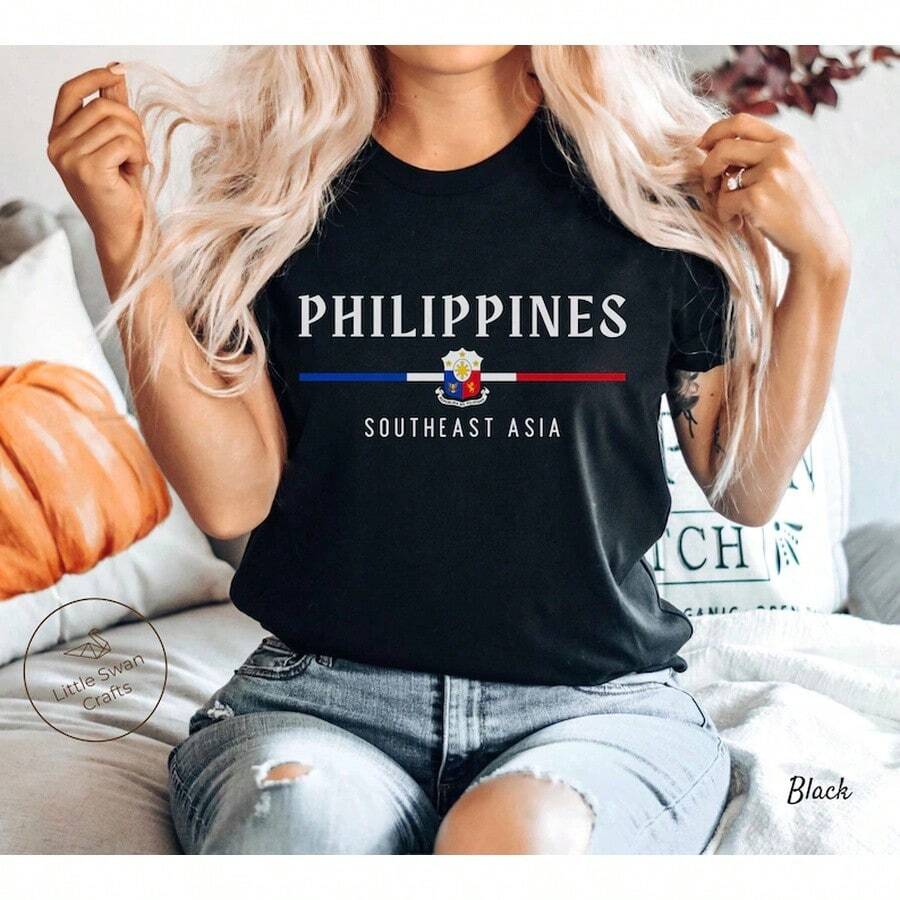 Camiseta de Filipinas, Bandera Filipina, Camiseta Suave y Cómoda, Unisex - Negro - Ver 1