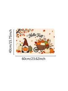 1/16Pcs Hello Fall Theme Doormat, Thanksgiving Door Mat, Printed With Nordic Faceless Gnome, Pumpkin, Maple Leaf Patterns, Autumn Harvest Festival Decor Mat, Welcome Kitchen Rug, Dirt-Resistant Floor Mat, Autumn Party Decoration - Multicolor - View 9
