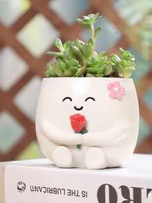 Smiling Face Flower Pot, Cute Resin Rose Planter, Suitable For Indoor Plants, Interesting Planter With Drainage Hole, Great For Home Decor, Bedroom, Office, Student Use, Storage, Wedding Decor, Jewelry Box, Party Decor, Best Gift Choice - Multicolor - View 17