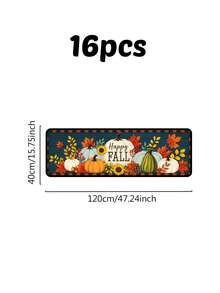 1/16Pcs Autumn Theme Doormat, Thanksgiving Door Mat, Printed With Pumpkin, Sunflower, Maple Leaf Patterns On Navy Blue Background, Autumn Harvest Festival Decorative Mat, Welcome Kitchen Rug, Dirt-Resistant Floor Mat, Autumn Party Decoration - Multicolor - View 12