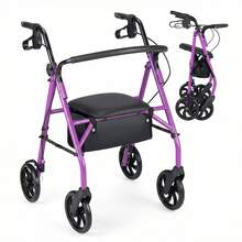 Rollator Walker With Seat, Height Adjustable Handles, Storage Basket For Seniors Blue/Red/Purple - View 13