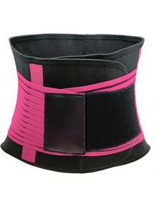 1pc Women Dual Straps Waist Trimmer Belt, Breathable Mesh Back Lumbar Support Brace, Adjustable Anti-Slip Sweat Workout Cincher For Weightlifting, Running, Yoga, Pilates, Cycling, Daily Slimming, Posture Correction - Hot Pink - View 6