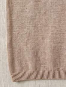 JIANHU Beige Adjustable Knit Camisole - Autumn/Winter V-Neck, With Wooden Buttons And Ribbed Trim | Thanksgiving Dinner And Christmas Layering Casual Summer - Khaki - View 8