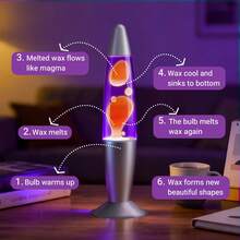 Classic Lava Lamp With 25W Bulb, Silver Base Liquid Motion Lamp, Orange Wax Purple Liquid Magma Lamp, Standard Plug Vintage Decorative Night Light For Bedroom Office Gift - US A Type Plug(110-127V) - View 5