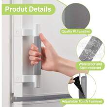 [Handle Protector Set]2pcs/Set Refrigerator Handle Protector, PU Leather Material - Oil-Resistant Anti-Collision Door Handle Protector, Leather Handle Cover, Suitable For Various Kitchen Appliances, Office And Home Doors - Grey - View 9